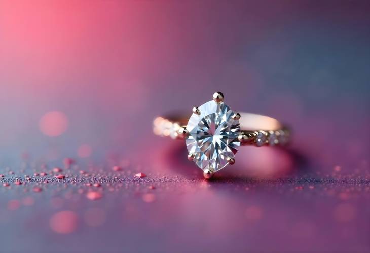 Charming Diamond Engagement Ring on Artistic Color Background